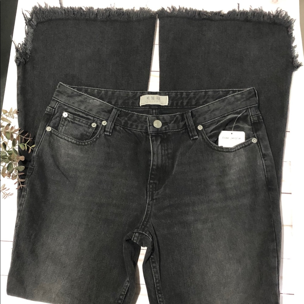 ⚡️⚡️Free People Vintage Black Flare Wide Leg Pants - Picture 2 of 8